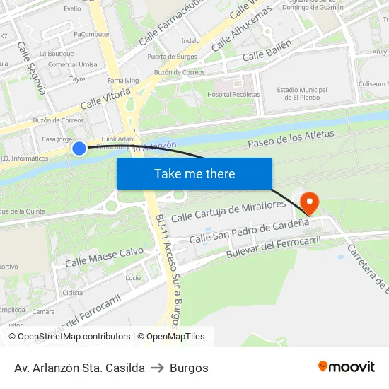 Avda. Arlanzón 38 to Burgos map