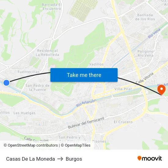 Casas De La Moneda to Burgos map
