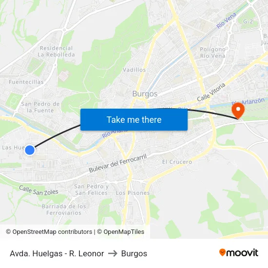 Avda.  Huelgas - R. Leonor to Burgos map