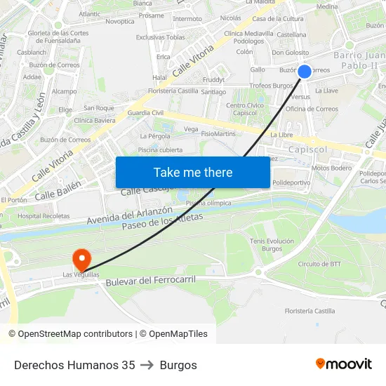 Derechos Humanos 35 to Burgos map