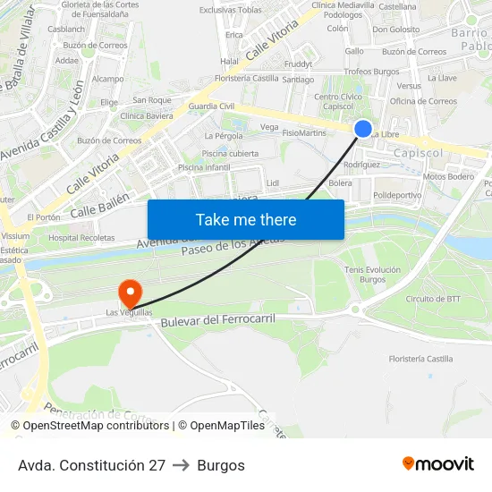 Avda. Constitución 27 to Burgos map