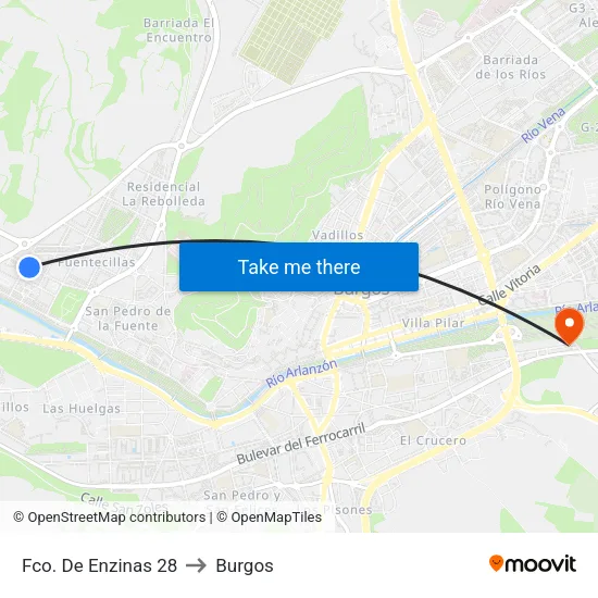 Fco. De Enzinas 28 to Burgos map