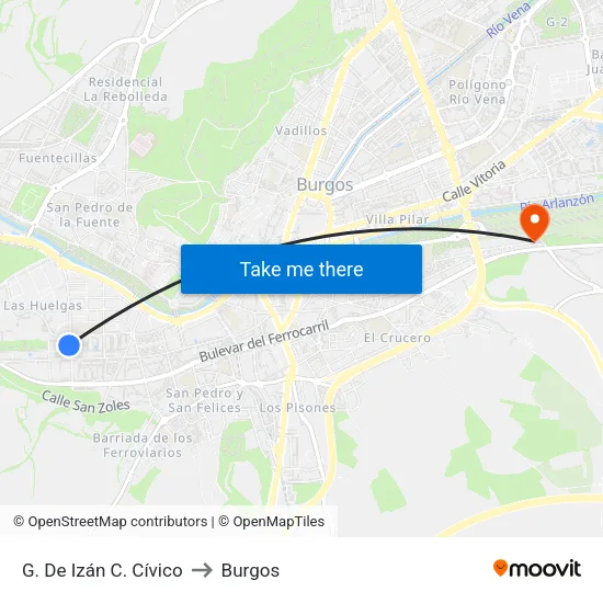 G. De Izán C. Cívico to Burgos map