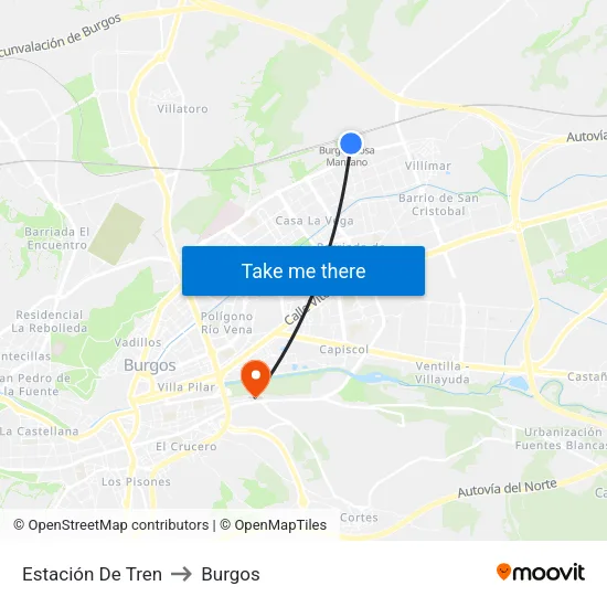 Estación De Tren to Burgos map