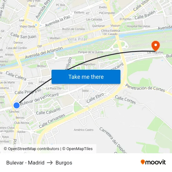 Bulevar - Madrid to Burgos map