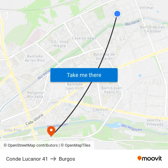 Conde Lucanor 41 to Burgos map