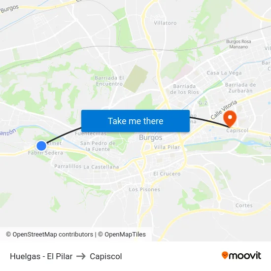 Huelgas - El Pilar to Capiscol map