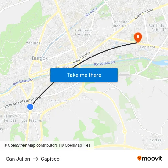 San Julián to Capiscol map