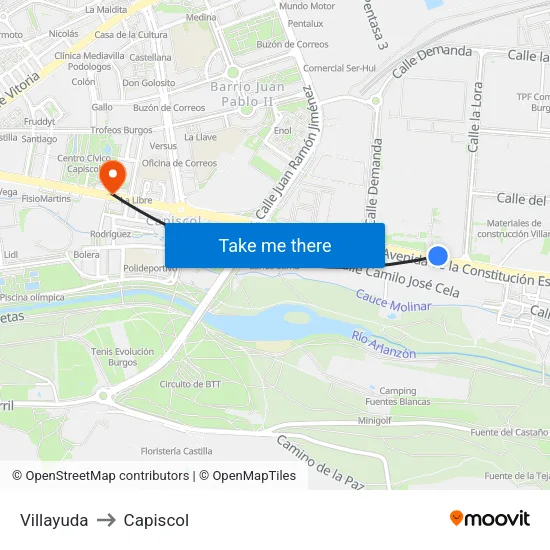 Villayuda to Capiscol map