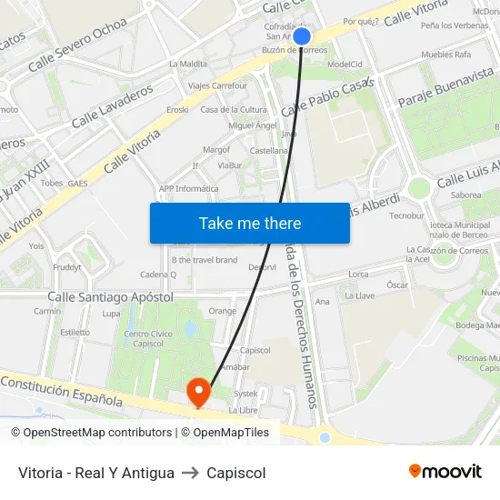 Vitoria - Real Y Antigua to Capiscol map