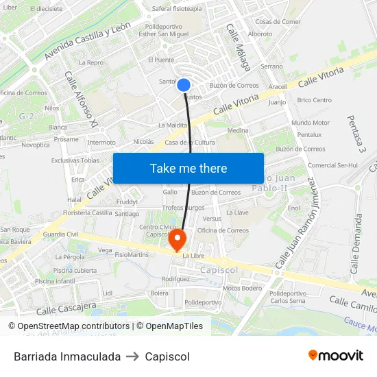 Barriada Inmaculada to Capiscol map