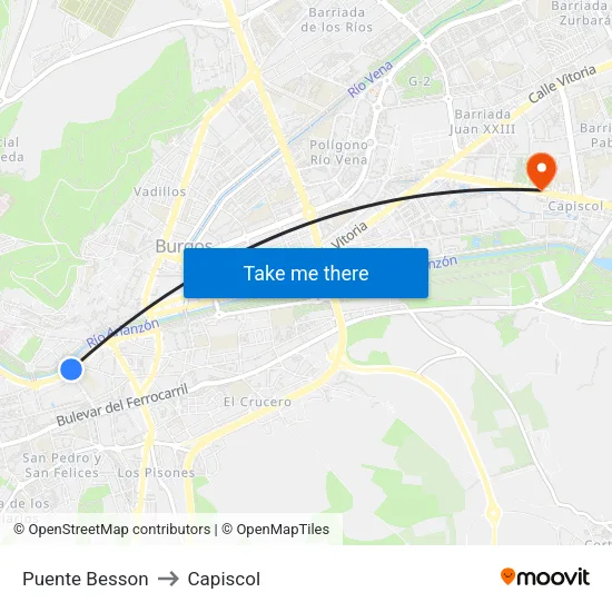 Puente Besson to Capiscol map