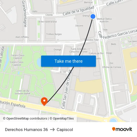 Derechos Humanos 36 to Capiscol map