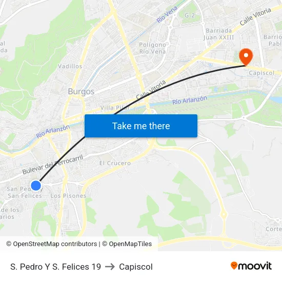 S. Pedro Y S. Felices 19 to Capiscol map