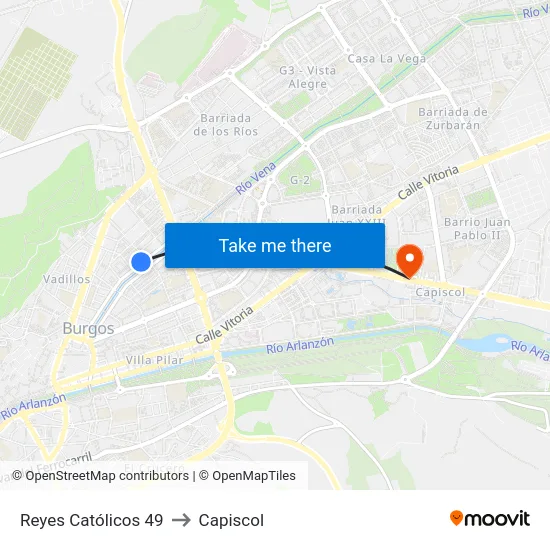 Reyes Católicos 49 to Capiscol map