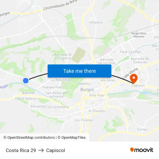 Costa Rica 29 to Capiscol map
