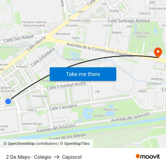 2 De Mayo - Colegio to Capiscol map