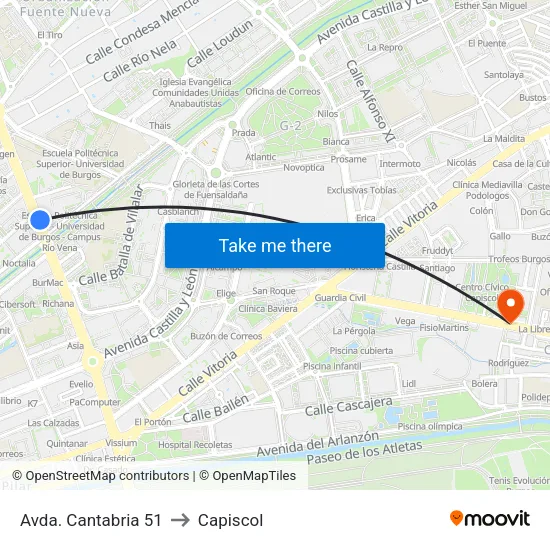 Avda. Cantabria 51 to Capiscol map