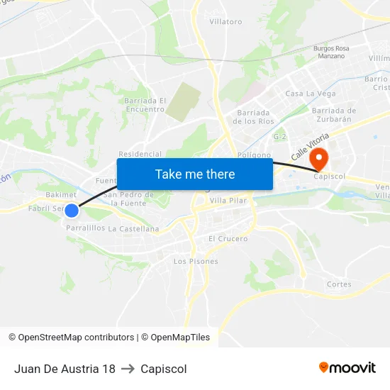 Juan De Austria 18 to Capiscol map