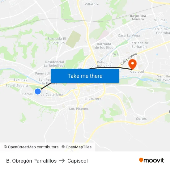 B. Obregón Parralillos to Capiscol map