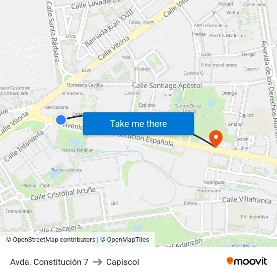 Avda. Constitución 7 to Capiscol map
