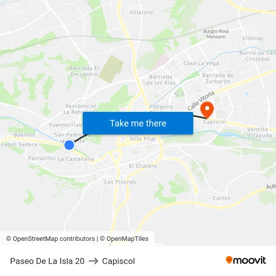Paseo De La Isla 20 to Capiscol map