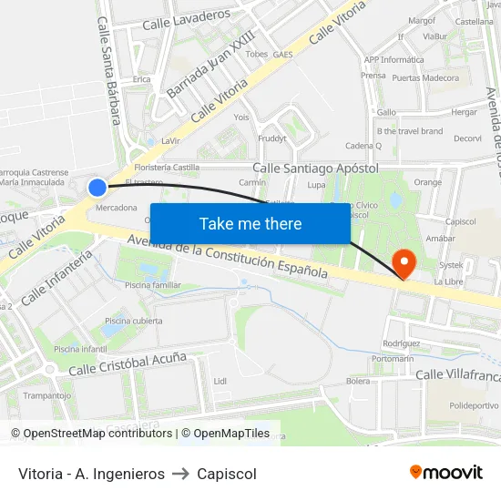 Vitoria - A. Ingenieros to Capiscol map