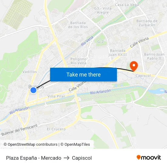 Plaza España - Mercado to Capiscol map
