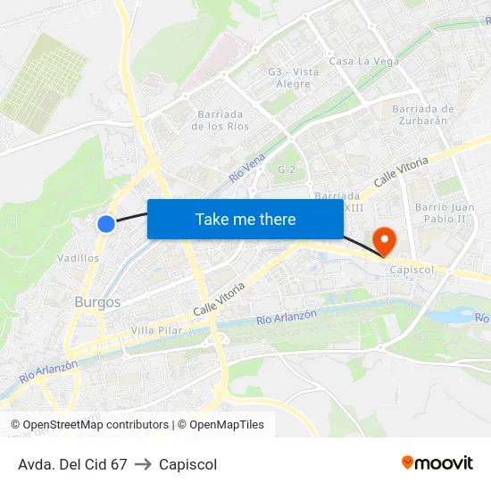 Avda. Del Cid 67 to Capiscol map