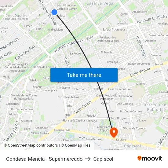 Condesa Mencía - Supermercado to Capiscol map