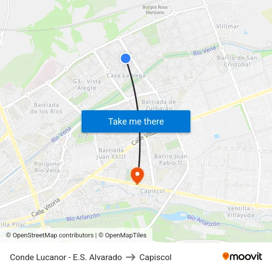 Conde Lucanor - E.S. Alvarado to Capiscol map