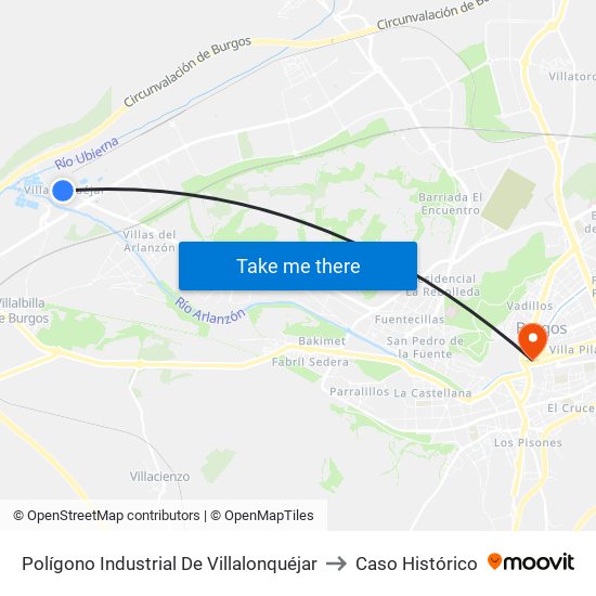 Polígono Industrial De Villalonquéjar to Caso Histórico map