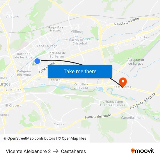 Vicente Aleixandre 2 to Castañares map