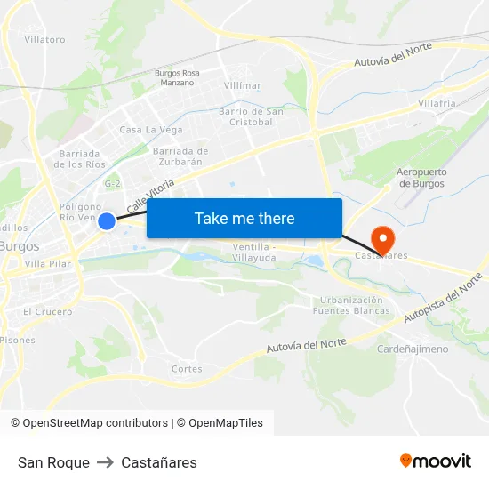 San Roque to Castañares map