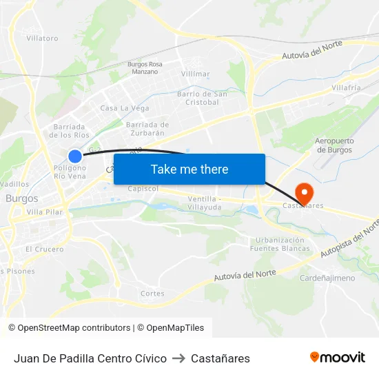 Juan De Padilla  Centro Cívico to Castañares map