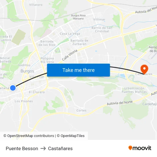 Puente Besson to Castañares map