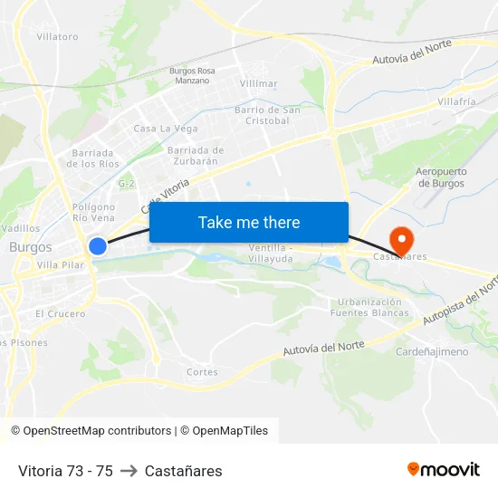Vitoria 73 - 75 to Castañares map