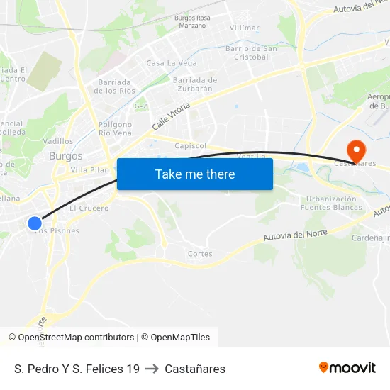 S. Pedro Y S. Felices 19 to Castañares map
