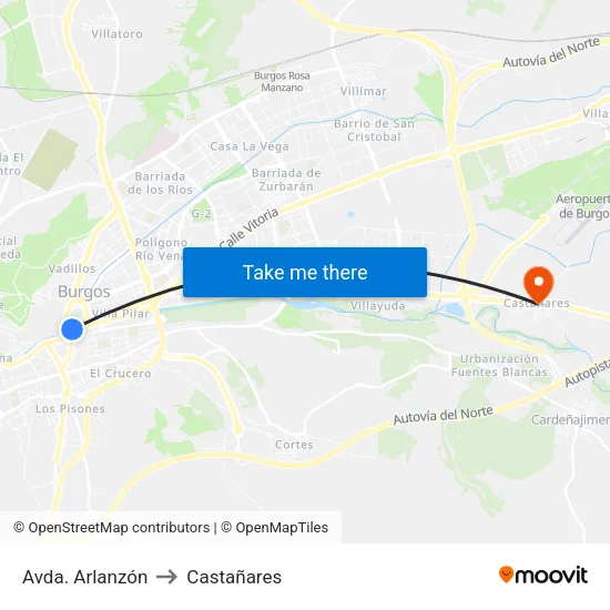 Avda. Arlanzón to Castañares map