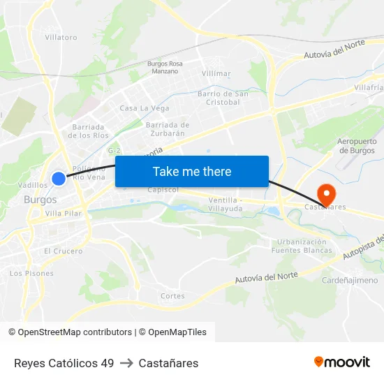 Reyes Católicos 49 to Castañares map