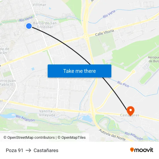 Poza 91 to Castañares map