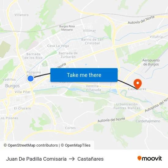 Juan De Padilla  Comisaría to Castañares map