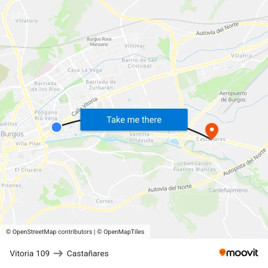 Vitoria 109 to Castañares map