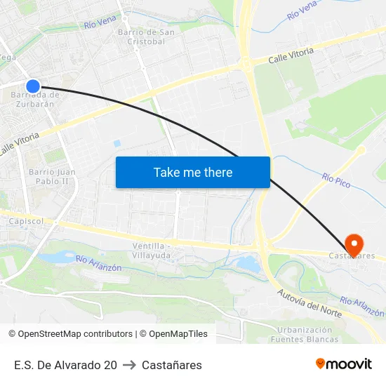 E.S. De Alvarado 20 to Castañares map