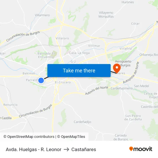 Avda.  Huelgas - R. Leonor to Castañares map