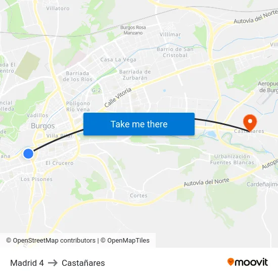 Madrid 4 to Castañares map