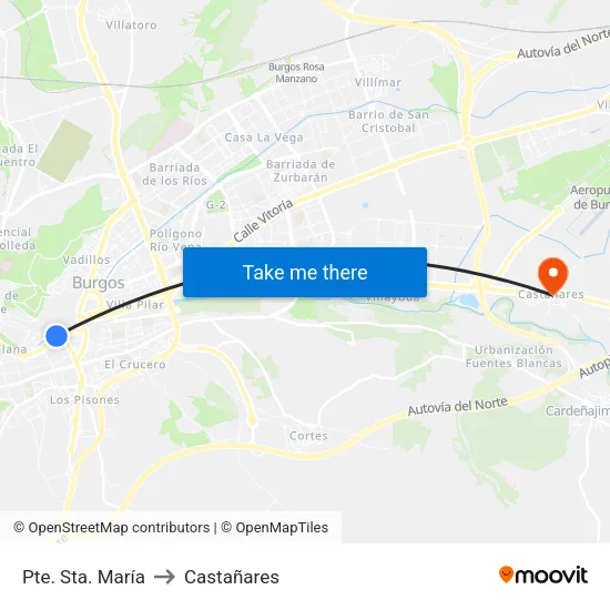 Pte. Sta. María to Castañares map