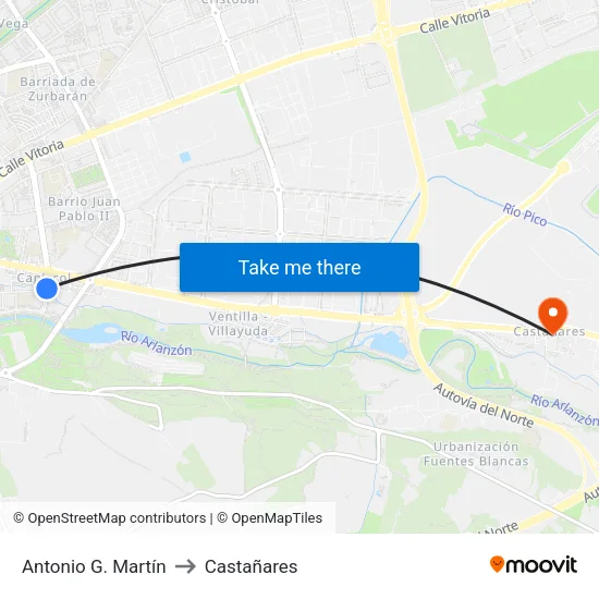 Antonio G. Martín to Castañares map