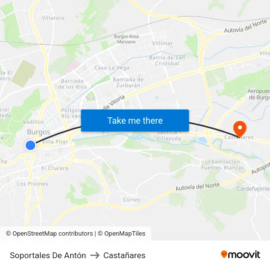 Soportales De Antón to Castañares map