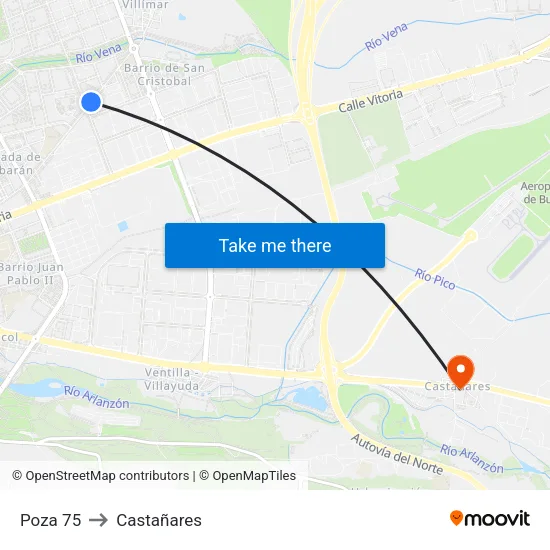 Poza 75 to Castañares map